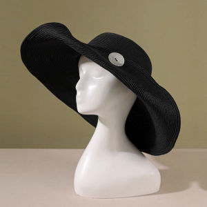 High-Quality Breathable Pure Color Womens Straw Hat Large Brim Sun Protection Summer Capillary Woven Casual Style Spring/Summer