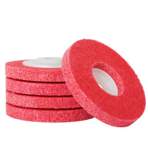 SI FANG | Đĩa Mài Nhám Sợi Nylon Đỏ Phẳng 4 Inch X 5/8 Inch Dùng Cho Máy Mài Góc Độ Cứng 9P Dùng Cho Gia Công Kim Loại
