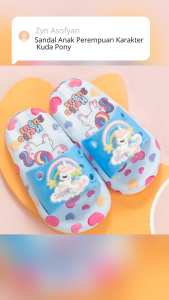Sandal Selop Unicorn Kuda Pony Anak Perempuan Terbaru Karet Jelly untuk Lebaran 2025