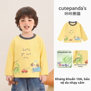CUTEPANDAS | Áo Thun Dài Tay Cotton Cho Trẻ Em Mùa Thu