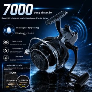 Máy Câu Cá Chép MBLN XY7000 Tích Hợp Báo Động Cắn Câu Hệ Thống Phanh Kép 6+1 Vòng Bi Tỉ Số Truyền 4.7:1 Kèm Dây Nylon 100m Máy Quay Tay.