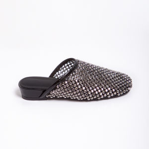 Fashionable Hollow out Diamond Embedded Leather Slippers Low Heel Flat Bottom Women Shoes LIEER S52XZB128 Summer Season