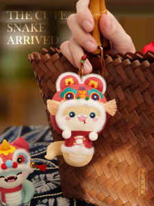Handmade DIY Embroidery Materials Kit Lion Wake Snake Year Peace Joy Incense Satchel Hanging New Year Celebration Gift for Friends