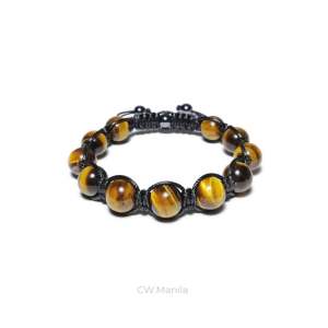 CW Manila - TlTAN XL Adjustable Bracelet - 10mm Tiger Eye Stones - Semi-Precious Stones Adjustable Bracelet