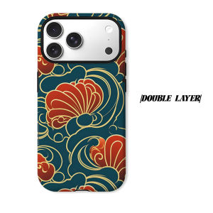 Chinese Cloud Floral Phone Case for iPhone 18 17 16 15 14 13 12 11 Air Pro Max Plus Double-layer Cover