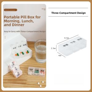 Portable Mini Medicine Box Three Grids Storage Box for Home Use Early mid Late Tablets Box Drug Packaging Small Size