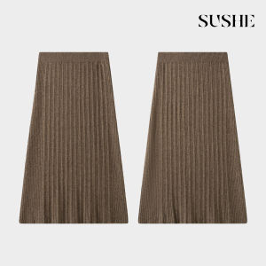 SUSHE | French Elegant Ribbed Wool Cross-cut Slim Fit Knit Set