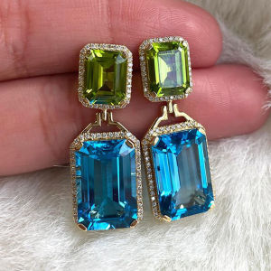 2024 New Products Luxury Blue Green Pear Princess Earrings for Women Anniversary Free Shipping Items E7968