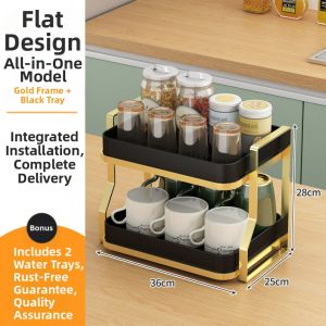 CAIYUNJIA | Storage Drain Water Cup Holder Shelf Double Layer Tray