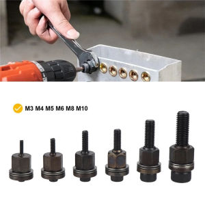 6pcs Hand Rivet Nut Kit Manual Riveter Tools Replacement Tip Mandrel Heads For Nuts M3 for M4 M5 M6 M8 M10 Without Steel Nut