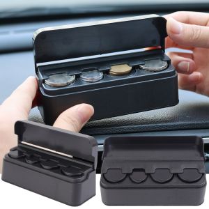 【WOKEN】Portable 4Grid Car Coin Storage Box Creative Coin Purse European Style Dispenser Car Organizer Wallet Clip Piggy Bank Car Accessories