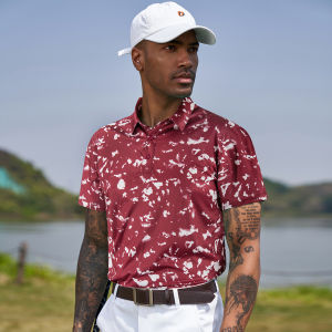 เสื้อกอล์ฟโปโลดูดความชื้นสำหรับผู้ชายแขนสั้นพิมพ์ลายแห้งเร็วแฟชั่นน้ำหนักเบาเสื้อยืดลำลองใส่ได้ทุกวัน