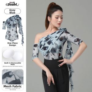 Ballroom Dance Unitard Slant Shoulder