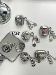 Silver Electroplated Bluetooth Earphone Case with Chain Protection for Bishi M2S W04 pro M2 Pendant Soft Shell TPU Digital Accessories