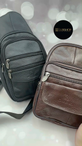 DEBE Cowhide Leather Chest Bag Men Beg Dada Kulit Lelaki Crossbody Bag Man Sling Bag Shoulder Bag