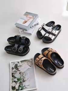 Ann.Fashion รองเท้าแตะแบบสวม สองสายเข็มขัด รองเท้าแตะแฟชั่น ปรับสายได้ พื้นหนาใส่สบาย #sy167