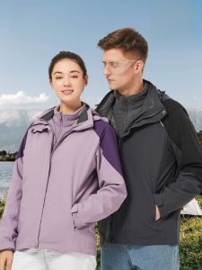 ROMON | Romon Three-in-One Mens Spring Autumn Outdoor Windproof Waterproof Travel Sports Jacket Coat Zipper Closure Standard Fit