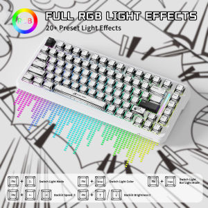ATTACK SHARK | ATTACK SHARK X82 PRO HE Wireless Rapid Trigger RGB Mechanical Gaming Keyboard with Adjustable Actuation2.4G/Wired/BT8K Polling