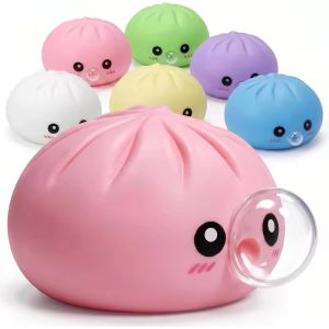 Stress-Relieving Steamed Buns Bubble Blower Squishy Toy Non-Sticky Soft Stretchy Fidget Springy Fun Stress-Relief Funny Fidget Toy