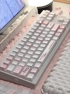 URE Pink Notebook Keycaps Dye-Sub Cherry Profile PBT Keycaps Korean Keycaps For MX Mechanical Keyboard 61/64/87/96/104