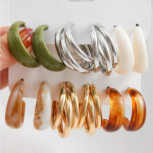 Bohemian Colorful Acrylic Drop Earrings Set For Women Fashion Geometry Earrings 2023 Trend Set of Earrings Party Jewelry