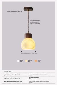 Sili Style Mid-Ancient Black Walnut Solid Wood Lamp Japanese Retro Ceramic Dining-Room Lamp Solid Wood Bed & Breakfast Balcony Bedside Chandelier
