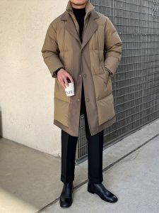 Retro Mens Fake Two-Piece Down Coat Winter Warm Windproof