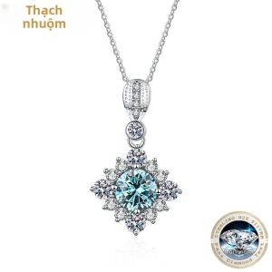 JoyceJelly S925 Sterling Silver Wedding Vòng Cổ 1 Carat D-COLOR Moissanite Kim Cương Hình Học Công Chúa Mặt Dây Chuyền Vuông Dành Cho Nữ