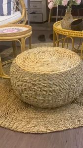 Ghế đôn cói se D50H25cm  Ghế đôn sofa  Bàn trà cói bèo  Ghế ngồi Bemiao