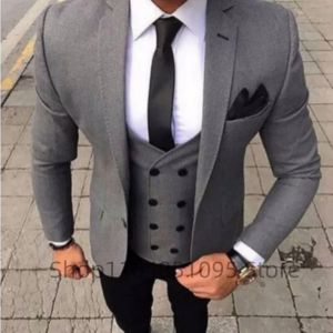 Mens Slim Fit 3-Piece Suits Set Fashionable Casual Wedding Prom Business Groom Tuxedo Clothing with Blazer Vest Pant