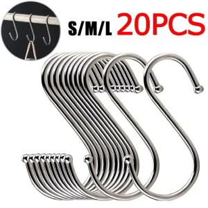 10PCS S-Shape Hook Stainless Steel Clothes Bags Towel Plant Hanging Rack Multi-function Kitchen Bedroom Railing S Hanger Hooks