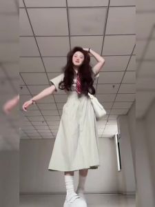 NIUVIES | Đầm Áo Sọc Xanh Thời Trang cho Người Bé Gọn Phong Cách Mùa Hè Trường Học