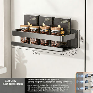 Magnetic Spice Rack For Refrigerator Strong Adsorption No Drill Wall Mount Organizer With Hooks For Kitchen Utensils And Seasoni