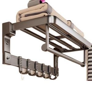 ตู้เก็บของสำหรับห้องน้ำแบบไม่ต้องเจาะ ชุดติดผ้าเช็ดตัว ตู้วางของในห้องน้ำแบบอเนกประสงค์ ตกแต่งสไตล์ยุโรป โลหะผสม