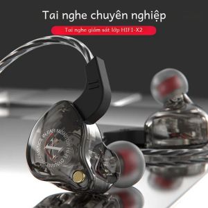 X2 thể thao có dây inear tai nghe loa siêu trầm điện thoại di động tai nghe
