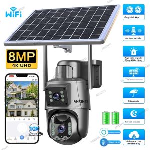 Camera An Ninh Ngoài Trời Không Dây Eseecloud 4K 8MP Camera Kép Hai Ống Kính Chống Nước Năng Lượng Mặt Trời HD IP PTZ Với WiFi 2.4G/5G
