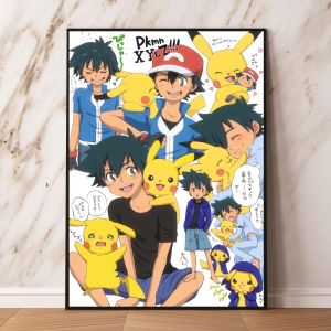 KAYOU | Japanese Classic Anime Diamond Paintings Ash Ketchum Pikachu Cartoon Character Poster with A Playful Image Adds Fun To Your Ho