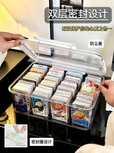 Acrylic Card Storage Box Pokemon Ultraman Display Stand Sanrio Grid Organizer Desktop Storage Box Transparent Design with Handle