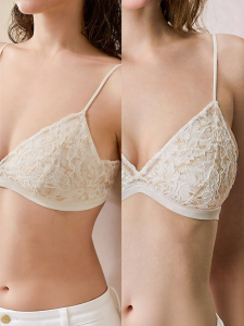 Bra for Small Breasts with Gathering Comfortable Lace Wireless Thin Style
