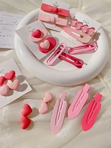 2Pcs/Pack Hair Clip Pink Girly Style Sweet Cute Side Hairpin Girls Hair Clamp Fashion Hair Accessories