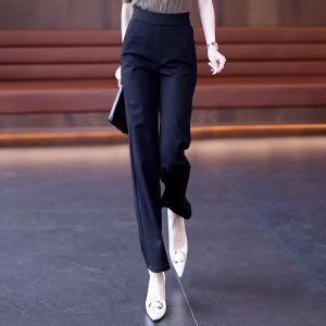 Slim Wide Leg Pants Womens High Waist Loose Straight Cut Summer Long Trousers Korean Style Commute Fashion Casual Pants