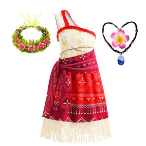 Moana Dress Girls Cosplay Ocean Adventure Role Play Costume One Shoulder Princess Kids Halloween Fancy Clothes Outfit