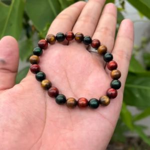 Gelang Pria Wanita Akar Bahar Tali Arus Yuser Kombinasi Warna Merah Kuning Hijau 8 mm