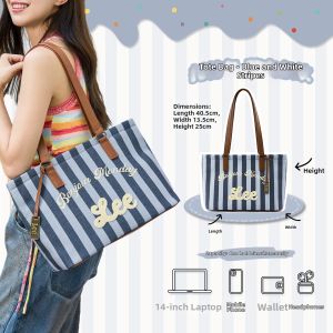 Lee | Nautical Style Striped Tote Bag Large Capacity