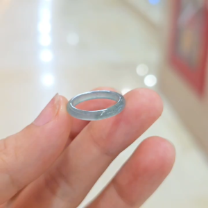 Q1476 Nhẫn Lam Ngọc hẹ tròn trơn xanh nhạt có thể đeo kép cặp 2c ko kén mệnh - Phong Thủy TUDO