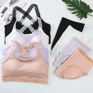 Ninabobo BR026 Bra Set BH + KOLOR Pakaian Dalam Wanita Bahan Lembut Model Tali Silang Dengan Busa Tanpa Kawat