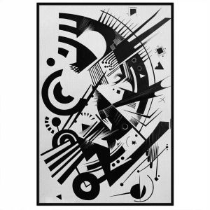 Tranh nghệ thuật trừu tượng trắng đen cách điệu.Tranh treo tường dán tường decor nội thất.CGI-904