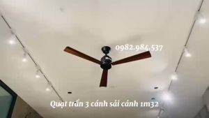 (Lõi Đồng-Ảnh thật)Quạt trần trang trí 3 cánh động cơ DC inverter có đảo chiều phù hợp lắp khách sạn-resort-cafe-Bảo Hành 10 năm