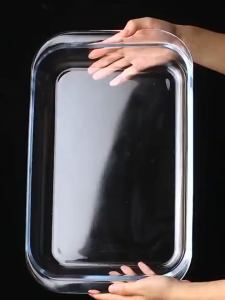 LUXU Microwaveable Baking Dish Glass Tray Oven Bakeware Pan Rectangular Dish Thickened With Handle