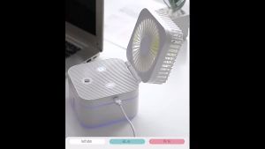 Quạt hơi nước mini Quạt tích điện có đèn led Bình chứa nước 250ml 3 tốc độ gió 2 chế độ sương mù cổng sạc USB an toàn
